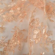 Double Scalloped Floral Corded Lace Fabric in Pale Gold 130cm Wide
